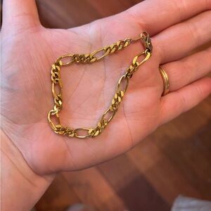 24 KG B stamp Figaro link chain bracelet